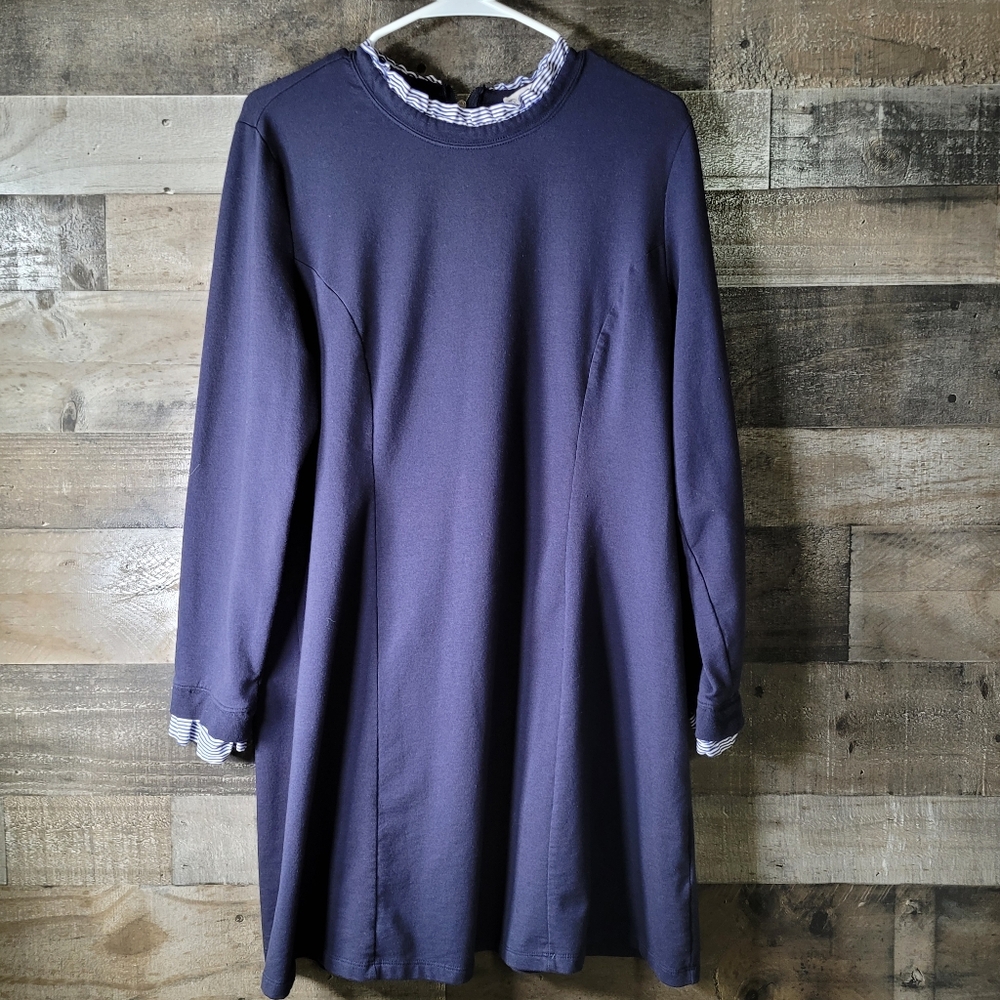 Eliane Rose Flare A Line Dress Womens XL Blue Long Slv Crew Tee Sweat Knit